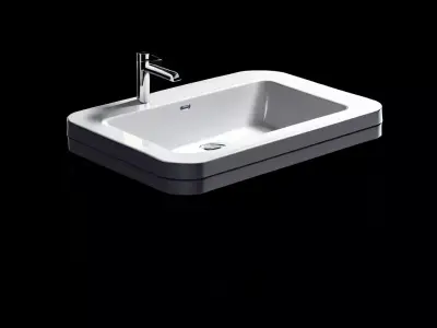 Modern White Rectangular Kitchen Sink 3D Model Low-poly 3D model