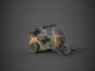 Post Apocalyptic Monster Tricycle Low-poly 3D model