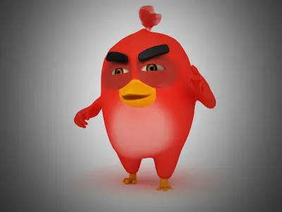 Angry Bird Red Bird Mood breaker Low-poly 3D model