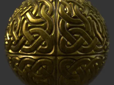 Sword golden ball with celtic knots Free low-poly 3D model