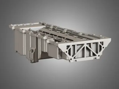 Oil Pan with Cover and Bolts 3D model