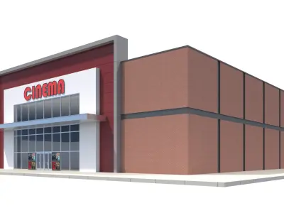 Commercial Building-013 Movie Theater- Low Poly 3D model