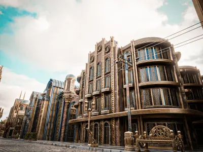 ART DECO STEAMPUNK BUILDING 04 Low-poly 3D model
