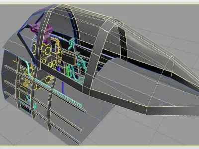 Cockpit Nakajima Ki 43 Oscar WWII Aircraft Low-poly 3D model