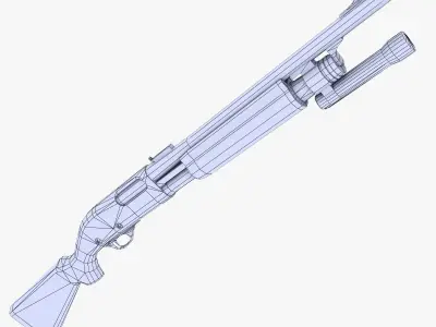 Pump Action Shotgun Low-poly 3D model get