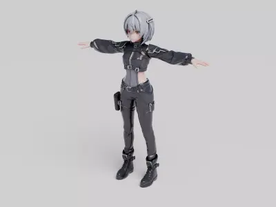Anime Sci-Fi Female Character Bundle 3D model
