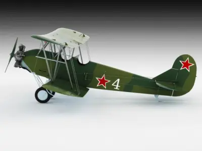 Po-2 Polikarpov Soviet biplane 3D model