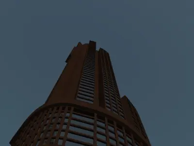 Skyscrapers three tall buildings in city 3D model