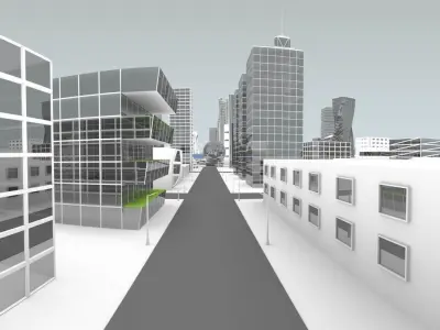 Future city Low-poly 3D model