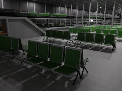 Airport Interior Low-poly 3D model