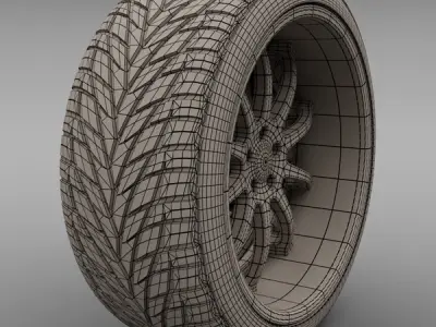 Savini Forged SV-26S Wheel and Tire 3D model