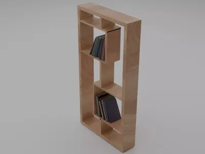 Modern Minimalist Wooden Bookshelf Free 3D model
