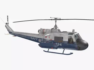 Bell UH-1B Australian Navy Basic Animation Low-poly 3D model