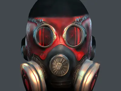 Gas mask helmet 3d model military combat Low-poly 3D model