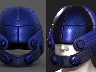Helmet military Scifi futuristic technology  Low-poly 3D model
