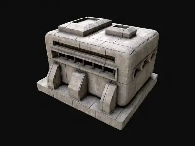 Military Concrete Bunker Base 9 Low-poly 3D model