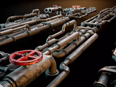 SCIFI INDUSTRIAL MODULAR PIPES KIT Low-poly 3D model