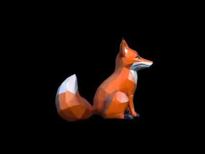 Red Fox Animal In The Natural Nice Chair 3d Render 3D model