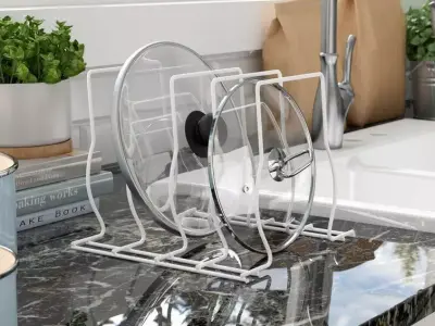 Steel Countertop -Cabinet Pot Rack Free 3D model