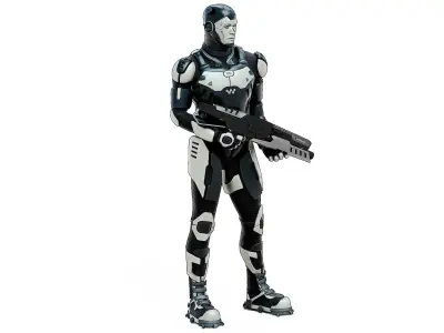 MECHA SOLDIER-D  Rigged for Unreal Engine - Unity - MIXAMO  3D model