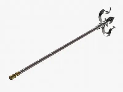 Trishul in silver Low-poly 3D model
