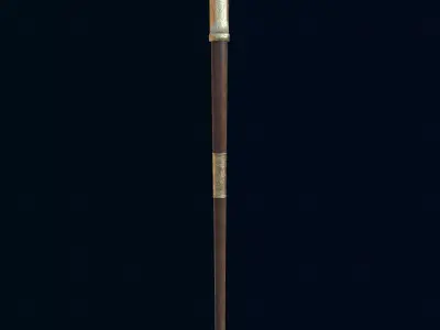 Royal cane with gold engraved parts Low-poly 3D model