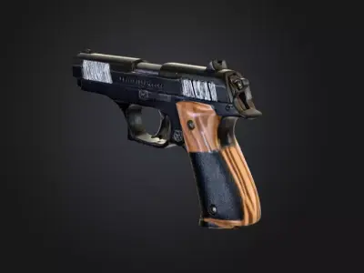 Classic Metal Pistol Low-poly 3D model