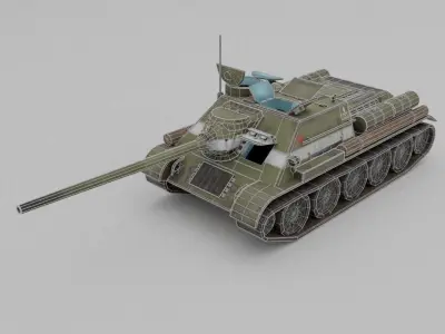 SU-100 Tank Destroyer Low-poly 3D model