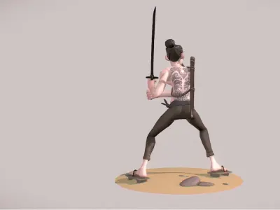 Chinese Pirate Low-poly 3D model