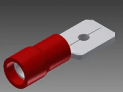22-16 flat spade red solderless wire terminal Free 3D model