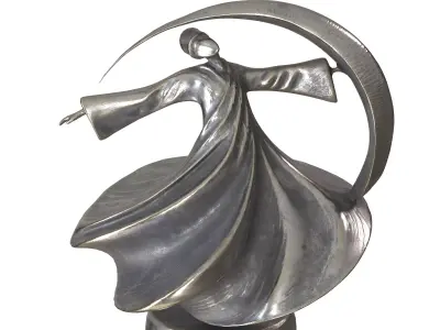 Dancing human metal statues Low-poly 3D model