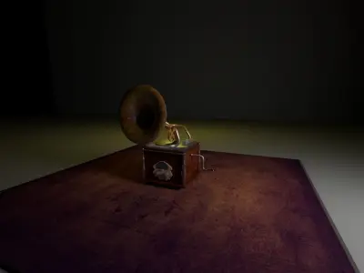gramophone old Low-poly 3D model
