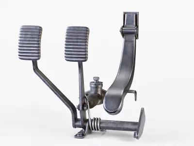 Vintage Car Pedals PBR Low-poly 3D model