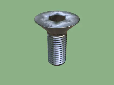 Steel Stained M8 Bolt Allen Counter Sink PBR 4K 3D model