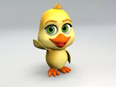 cartoon chicken Low-poly 3D model