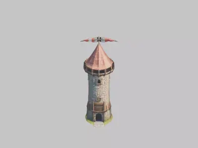 Lowpoly STylized medieval tower Low-poly 3D model