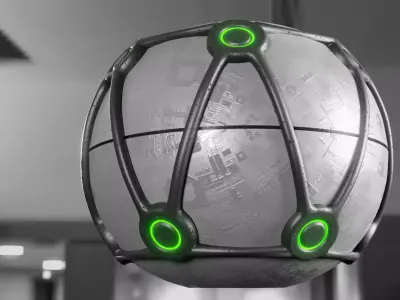 Sci-Fi Bomb Sphere Animated Green to Red Game Ready Low-poly 3D model