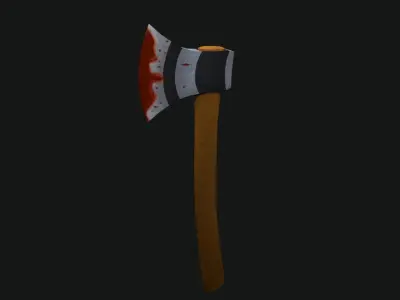 Low Poly Bloody Axe Low-poly 3D model