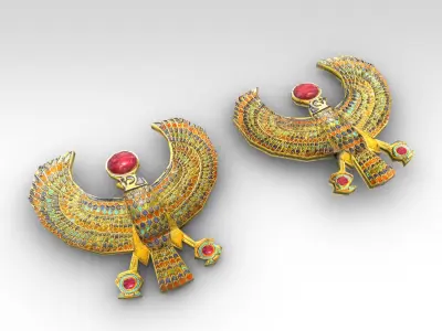 Egyptian horus golden falcon Low-poly 3D model