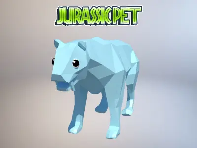 Saber toothed tiger Low-poly 3D model