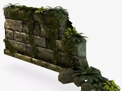 Jungle broken rock wall 3D model