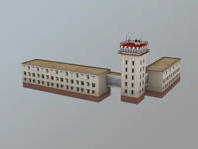 Airport Control Tower URKK KDP Low-poly 3D model