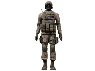 American Soldier Low-poly 3D model