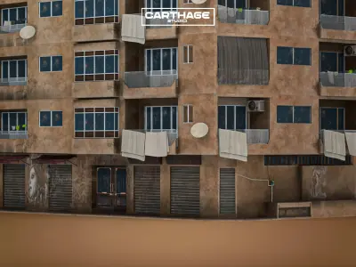 Arabic Neoclassical Residential Block with Balconies And Retail Low-poly 3D model