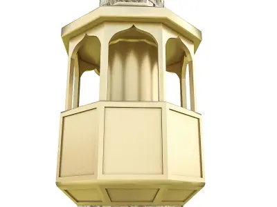 3D Minaret Model gold mosque tower Low-poly 3D model