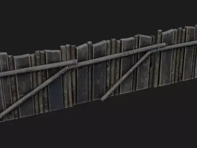 medieval fence low poly 3d model  Low-poly 3D model