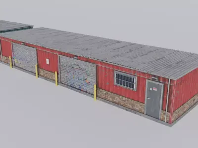Small Industrial Utility Garage 4K and 2K Low-poly 3D model