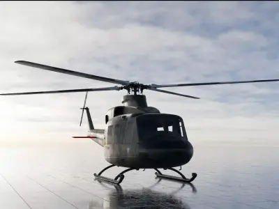 Bell 412 military attack and transport helicopter 3D model