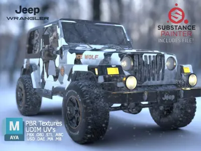 Jeep Wrangler TJ Custom Design Jeep Arctic theme Low-poly 3D model