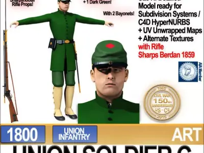 Civil War Union Soldier C Infantry Sharpshooter 3D model